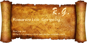 Romanovics Gergely névjegykártya